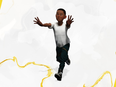 Afro boy toon cartoon Black Male stylized 3D Model