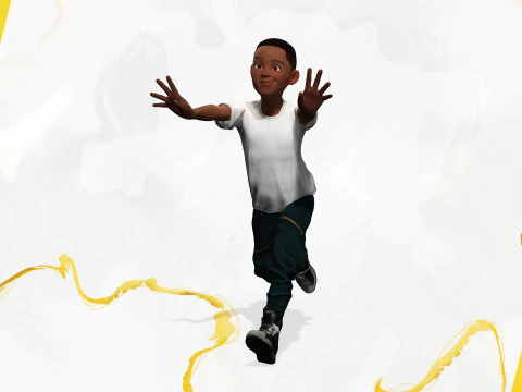 Afro boy toon cartoon Black Male stylized 3D Model