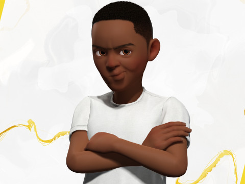 Afro boy toon cartoon Black Male stylized 3D Model