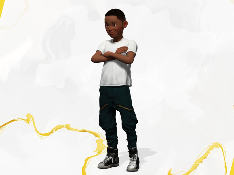 Afro boy toon cartoon Black Male stylized 3D Model
