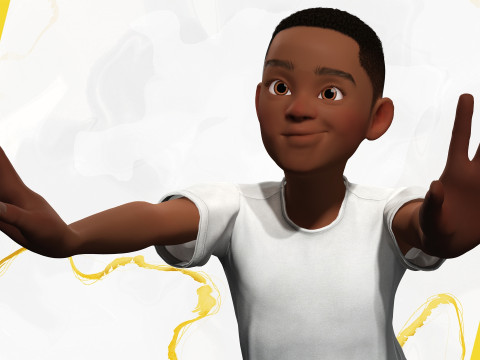 Afro boy toon cartoon Black Male stylized 3D Model