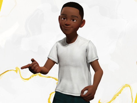 Afro boy toon cartoon Black Male stylized 3D Model