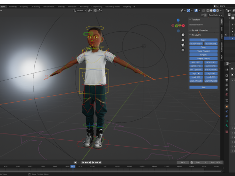 Afro boy toon cartoon Black Male stylized 3D Model