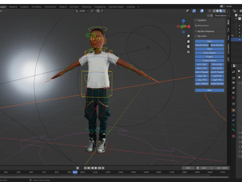Afro boy toon cartoon Black Male stylized 3D Model