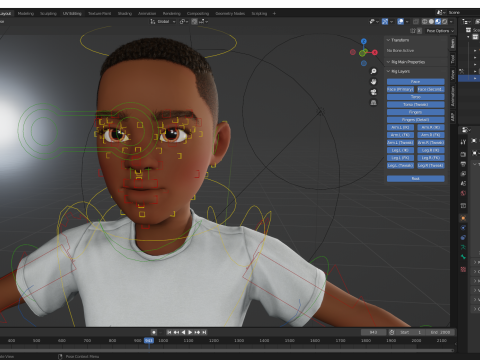 Afro boy toon cartoon Black Male stylized 3D Model