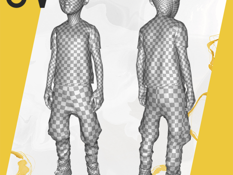 Afro boy toon cartoon Black Male stylized 3D Model