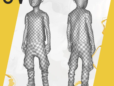 Afro boy toon cartoon Black Male stylized 3D Model
