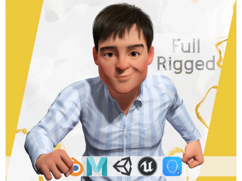 Laki-laki Kartun Toon Guy Klasik Model 3D