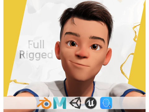 भाई कार्टून युवा किशोर लो-पॉली 3D मॉडल