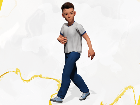 Brother Cartoon Young Teen Low-poly Model 3D