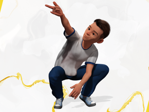 Brother Cartoon Young Teen Low-poly Model 3D