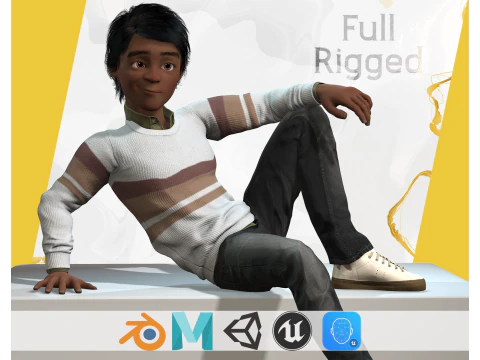 Laki-laki Kartun Toon India Model 3D