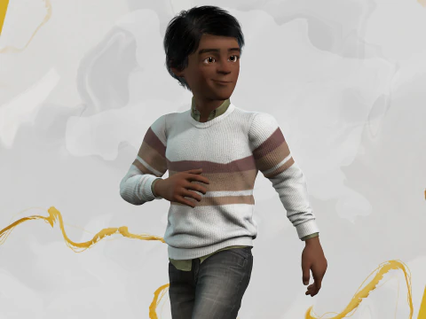 Indian Toon Cartoon Male 3D Model