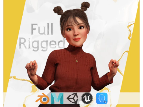 Fidanzata stilizzata ragazza toon Modello 3D