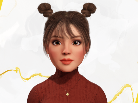 Girlfriend stylized toon girl 3D Model