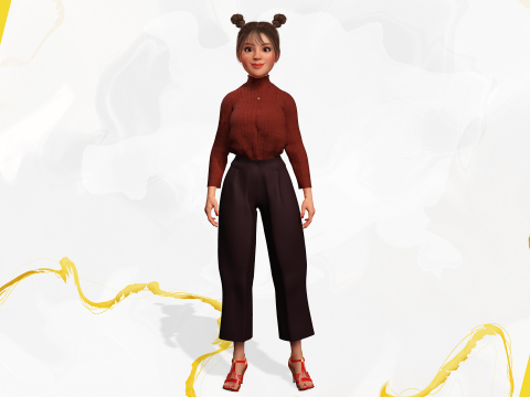 Girlfriend stylized toon girl 3D Model