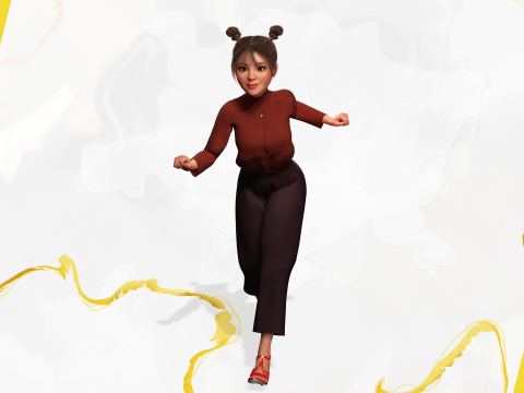 Girlfriend stylized toon girl 3D Model