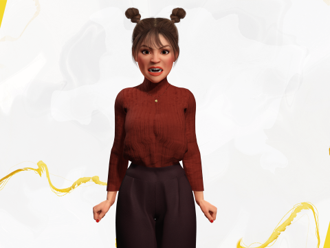 Girlfriend stylized toon girl 3D Model