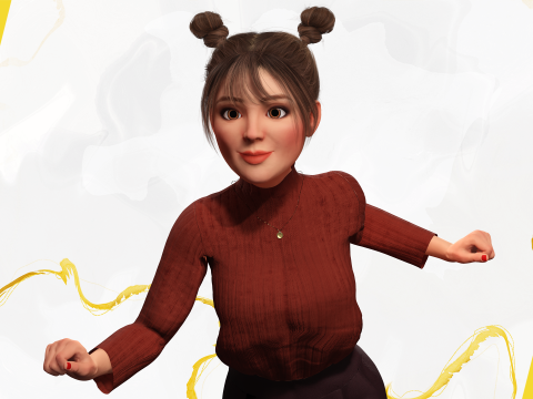 Girlfriend stylized toon girl 3D Model