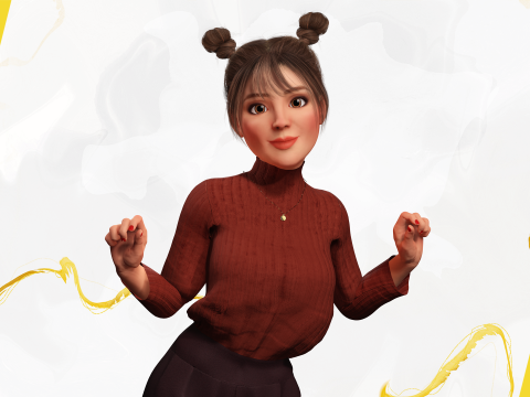 Girlfriend stylized toon girl 3D Model
