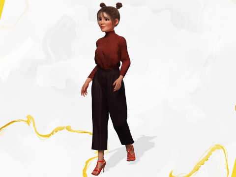 Girlfriend stylized toon girl 3D Model