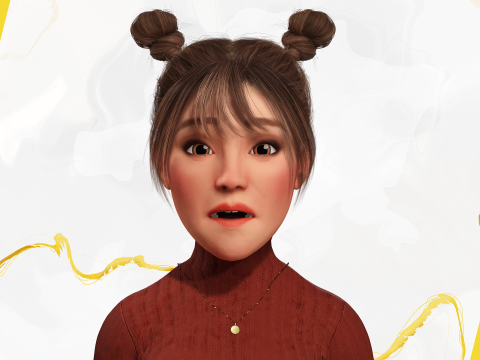 Girlfriend stylized toon girl 3D Model