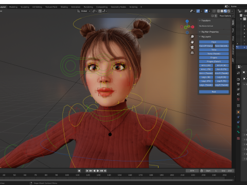 Girlfriend stylized toon girl 3D Model