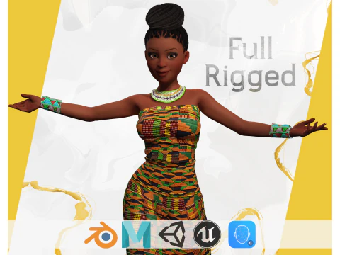 Afrikanische Eleganz Afro s&uuml;&szlig;e Frau 3D Modell