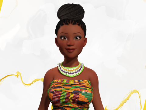 African Elegance Afro Cute Woman 3D Модель