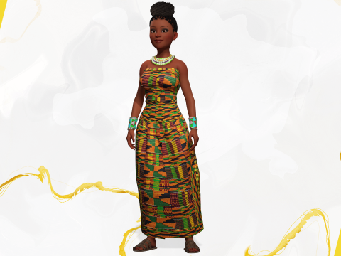 African Elegance Afro Cute Woman 3D Модель