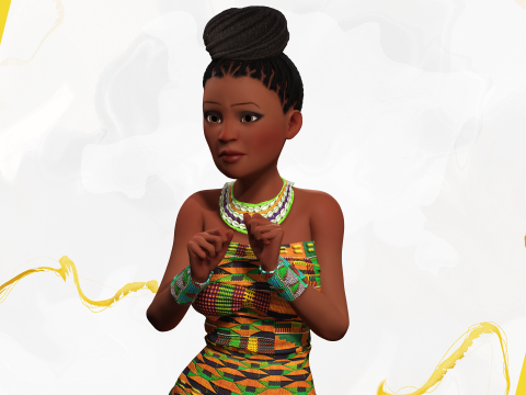 African Elegance Afro Cute Woman 3D Модель