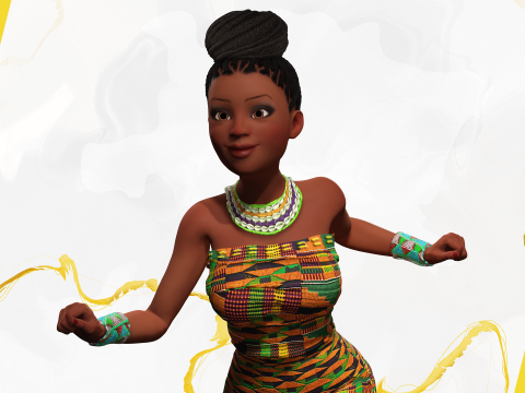 African Elegance Afro Cute Woman 3D Модель