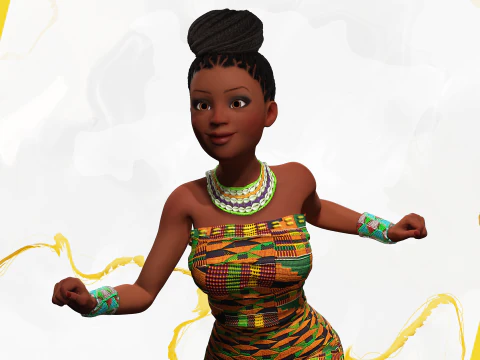 African Elegance Afro Cute Woman 3D Model