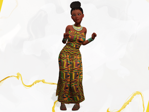 African Elegance Afro Cute Woman 3D Модель
