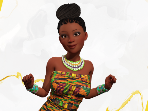 African Elegance Afro Cute Woman 3D Модель