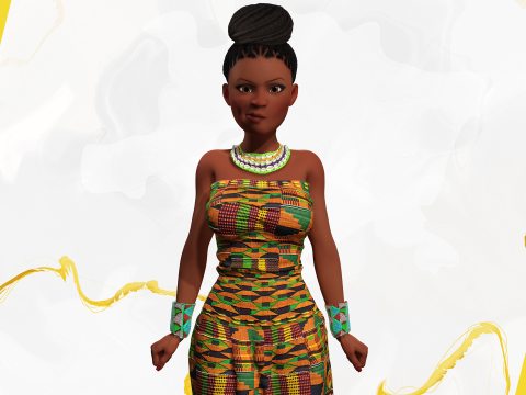 African Elegance Afro Cute Woman 3D Модель