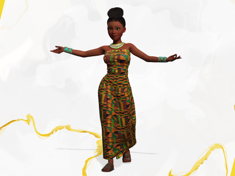 African Elegance Afro Cute Woman 3D Модель