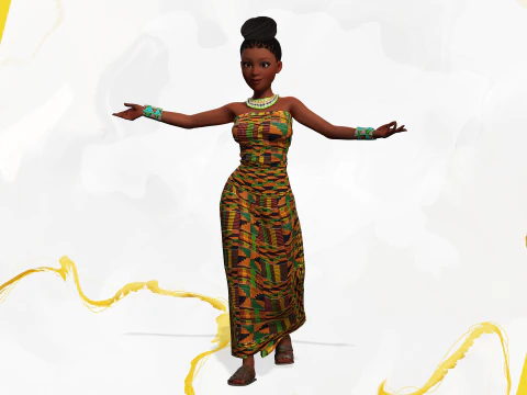 African Elegance Afro Cute Woman 3D Model