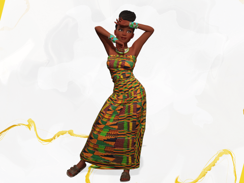 African Elegance Afro Cute Woman 3D Модель