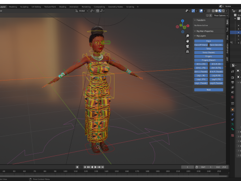 African Elegance Afro Cute Woman 3D Модель