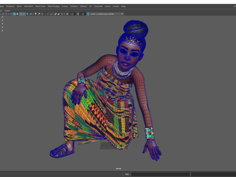 African Elegance Afro Cute Woman 3D Модель