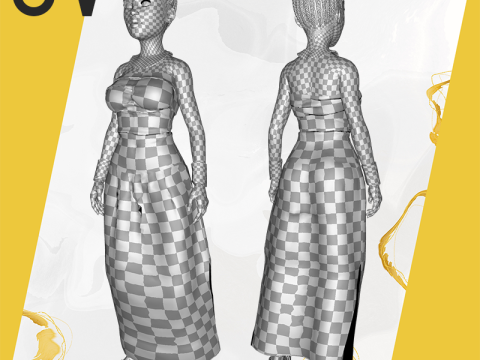 African Elegance Afro Cute Woman 3D Модель