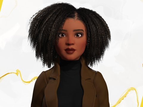 Classic Afro - Cartoon Black African Woman 3D Model