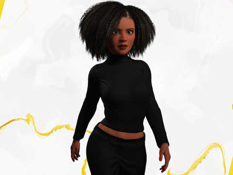 Classic Afro - Cartoon Black African Woman 3D Model