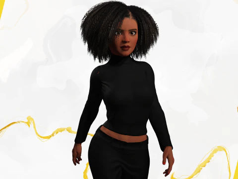 Classic Afro - Cartoon Black African Woman 3D Model