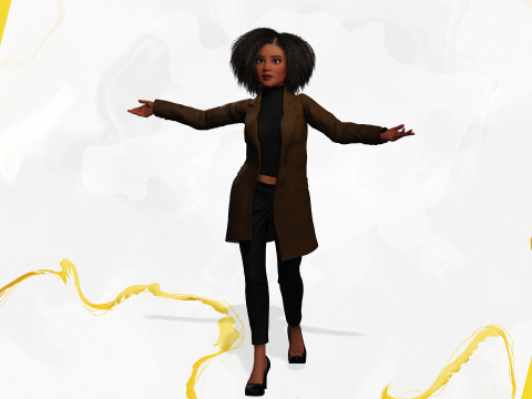 Classic Afro - Cartoon Black African Woman 3D Model