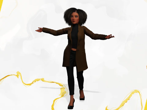 Classic Afro - Cartoon Black African Woman 3D Model