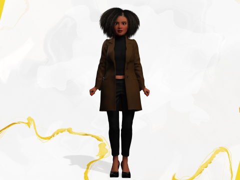 Classic Afro - Cartoon Black African Woman 3D Model