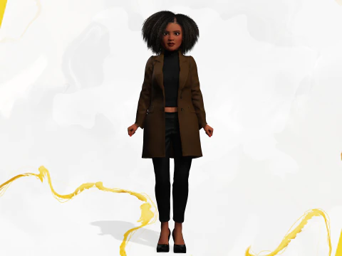 Classic Afro - Cartoon Black African Woman 3D Model