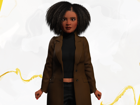 Classic Afro - Cartoon Black African Woman 3D Model